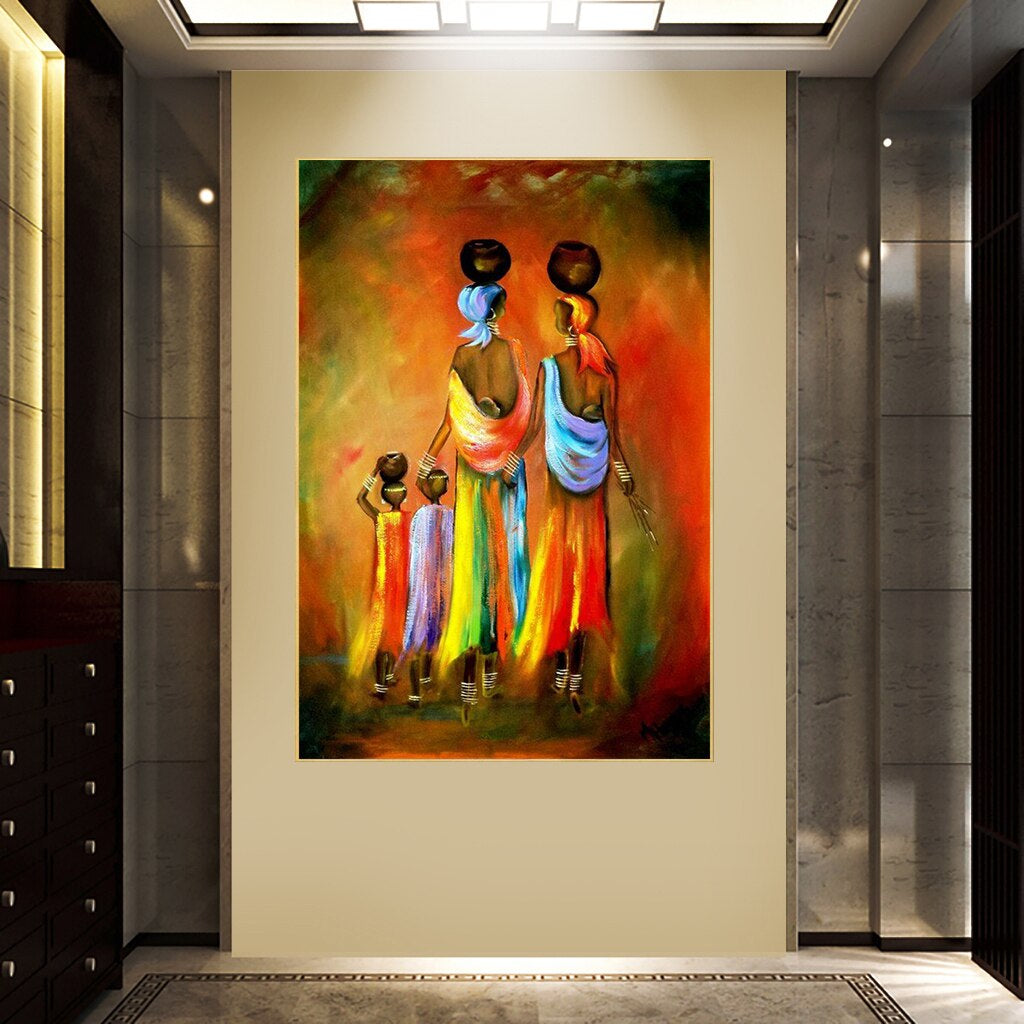  African Women and Child Canvas Painting (No Frame)