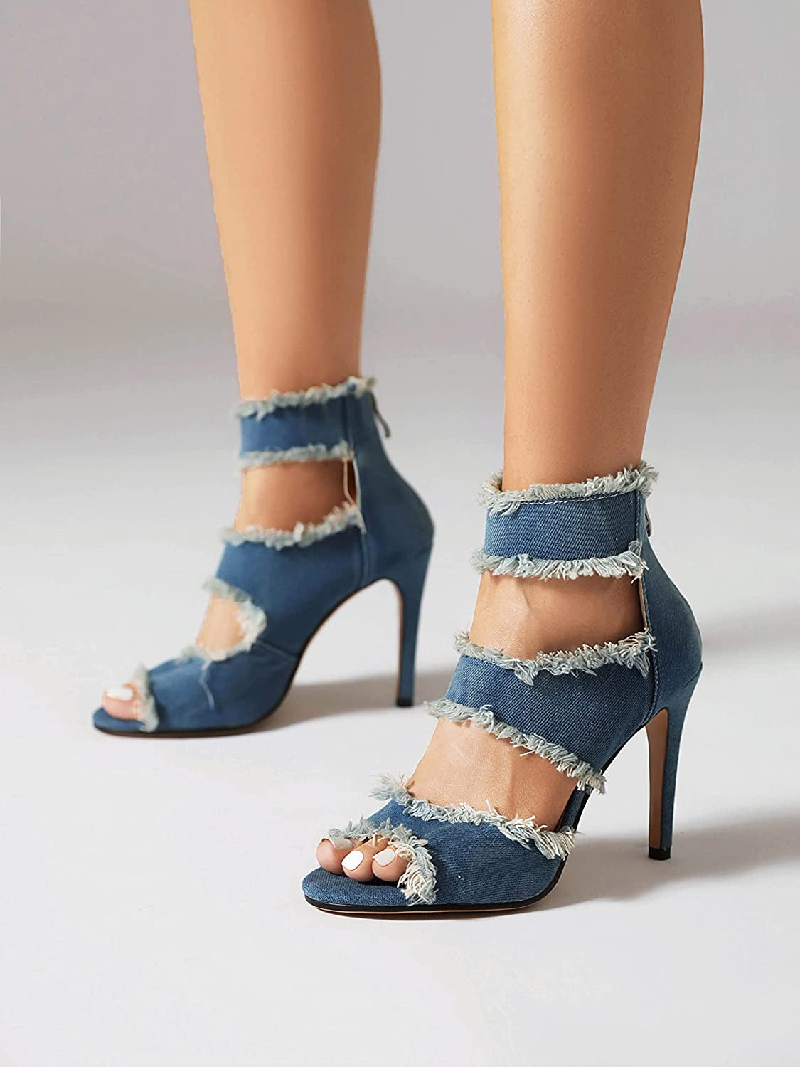 Women's Denim Blue Stiletto High Heels 