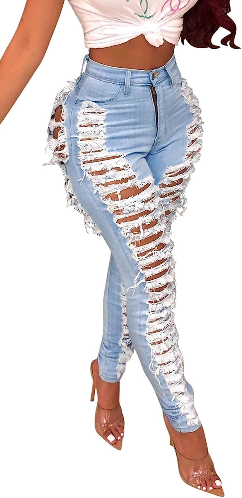 Women's Skinny and Ripped Denim Pants