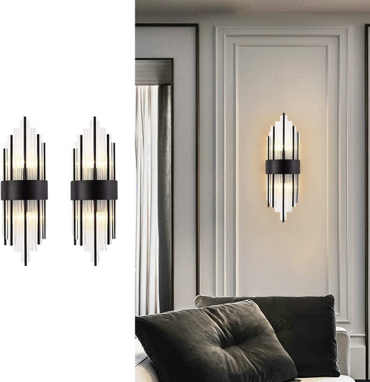 Elegant Crystal Wall Sconces (2 Pack Black)