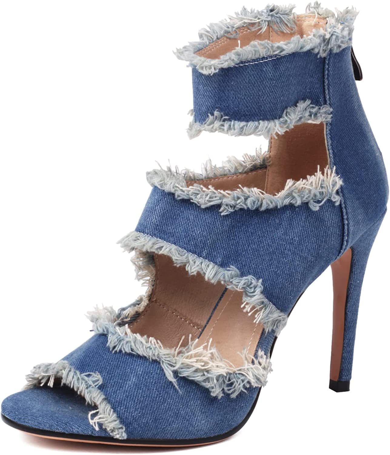 Women's Denim Blue Stiletto High Heels 