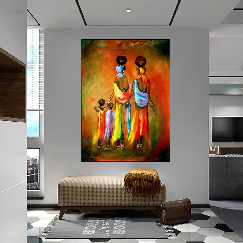  African Women and Child Canvas Painting (No Frame)