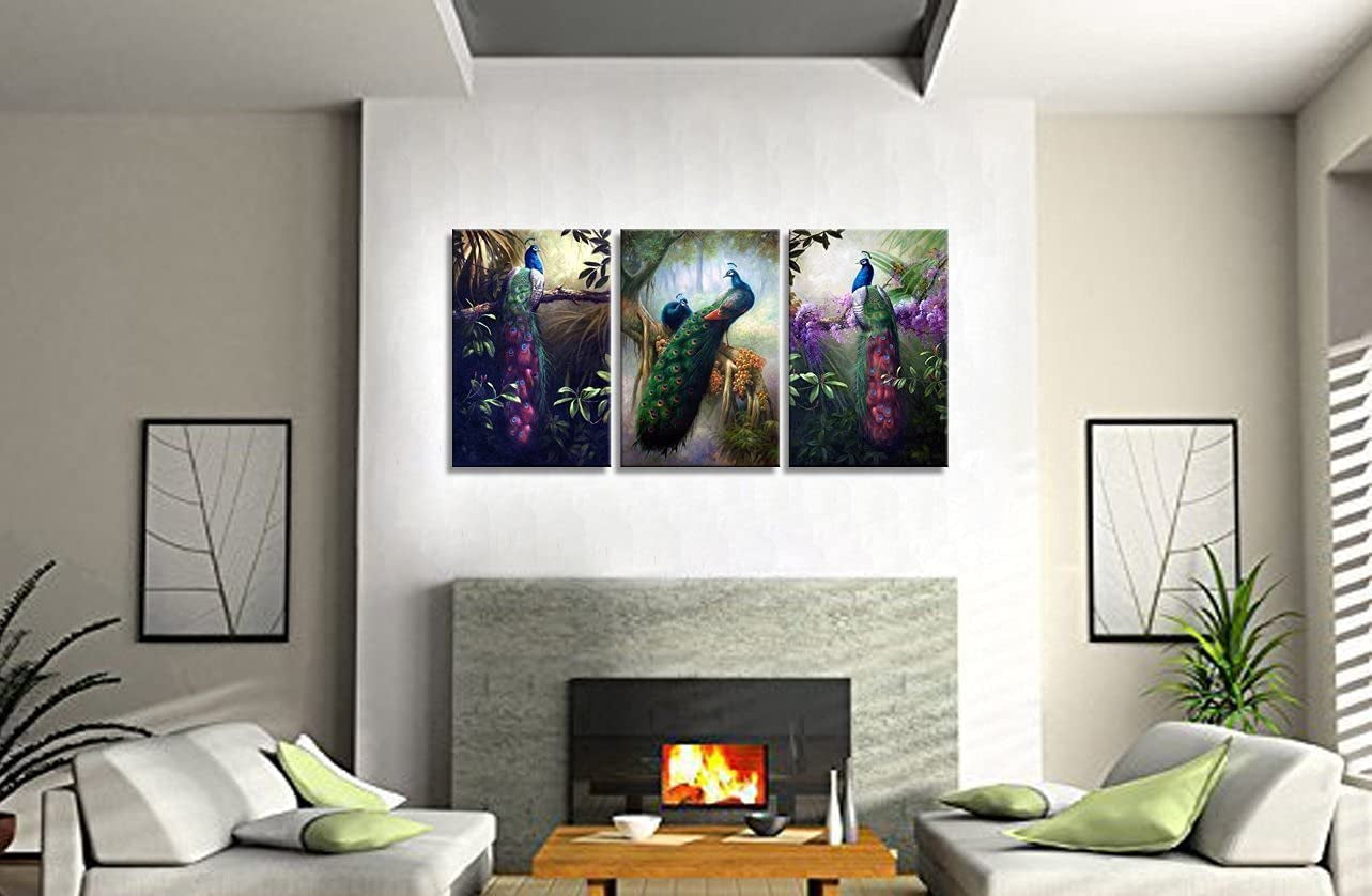 3 Panels Modern Peacock Wall Decor 