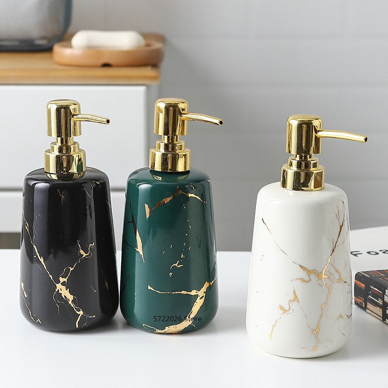 Ceramic Toiletries Bathroom Set - Marble Design