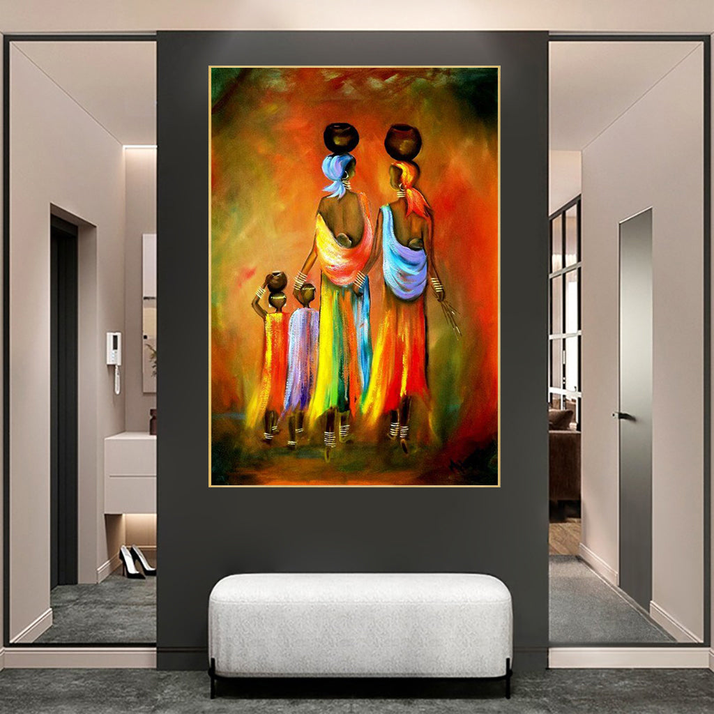  African Women and Child Canvas Painting (No Frame)