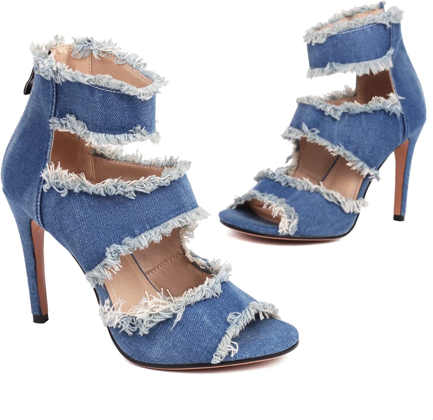 Women's Denim Blue Stiletto High Heels 