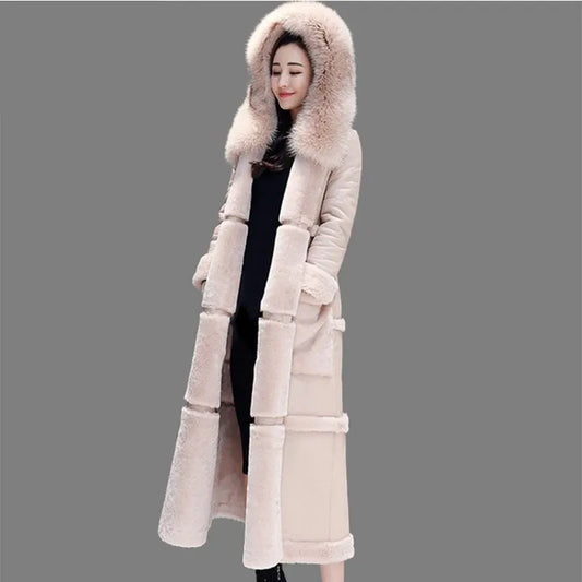 Faux Leather and Fur Hooded Parka 