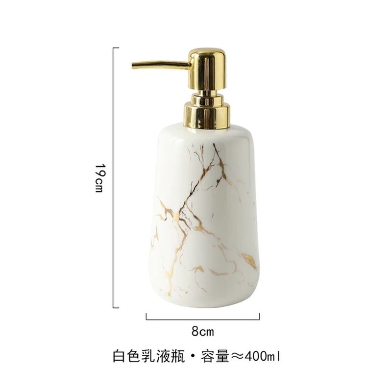 Ceramic Toiletries Bathroom Set - Marble Design