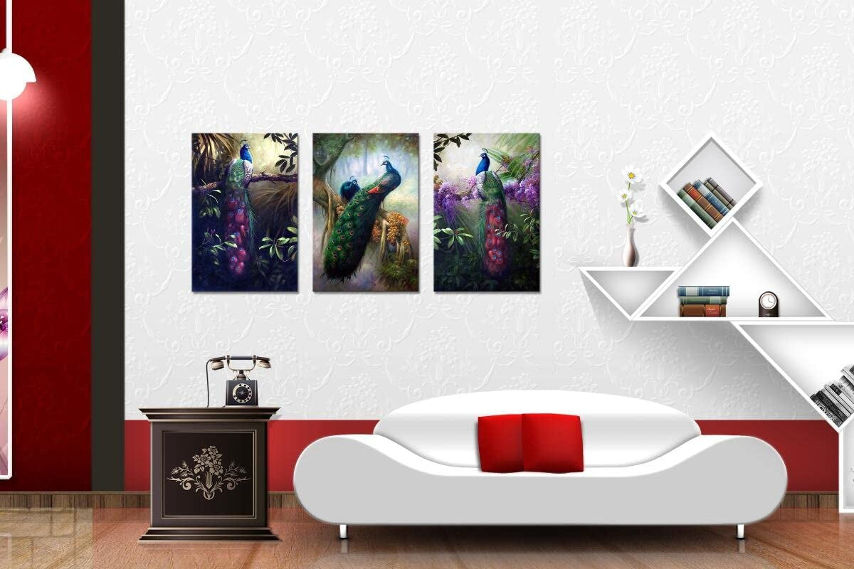 3 Panels Modern Peacock Wall Decor 