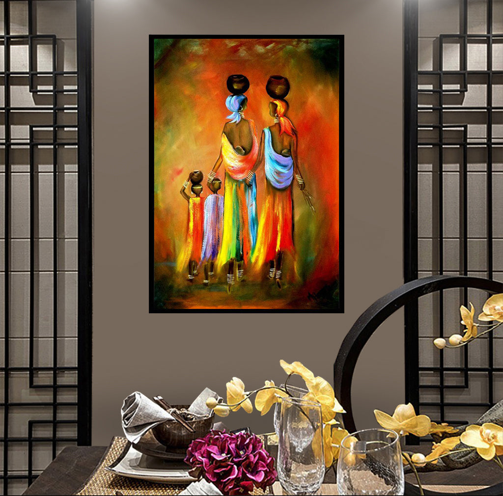  African Women and Child Canvas Painting (No Frame)