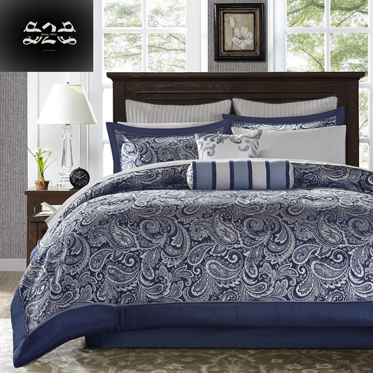 Cozy 12-Piece Faux Silk Jacquard Paisley Design Comforter Set